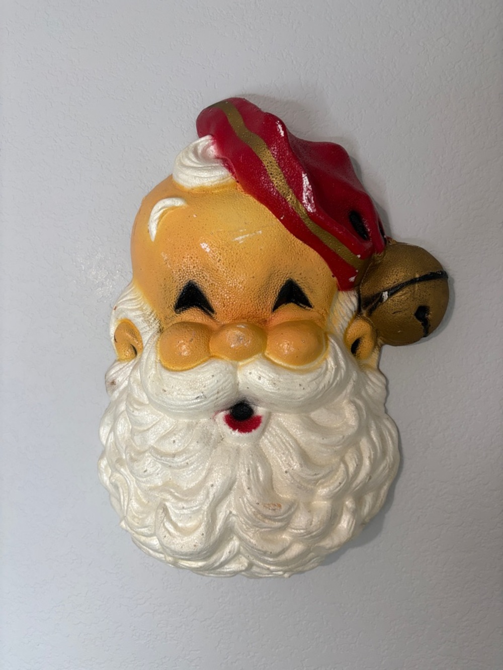 Santa Claus Styrofoam 50s Poloron Head Wall Hanging Christmas Decoration